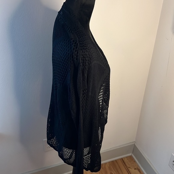 Love Token black pointelle open cardigan draped long sleeves Sz S - Picture 3 of 8